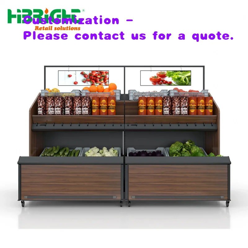 custom.Multilayers Large Capacity Wall Side Gondola Supermarket Fruit Vegetable Shelf Display Stand Convenience Racks