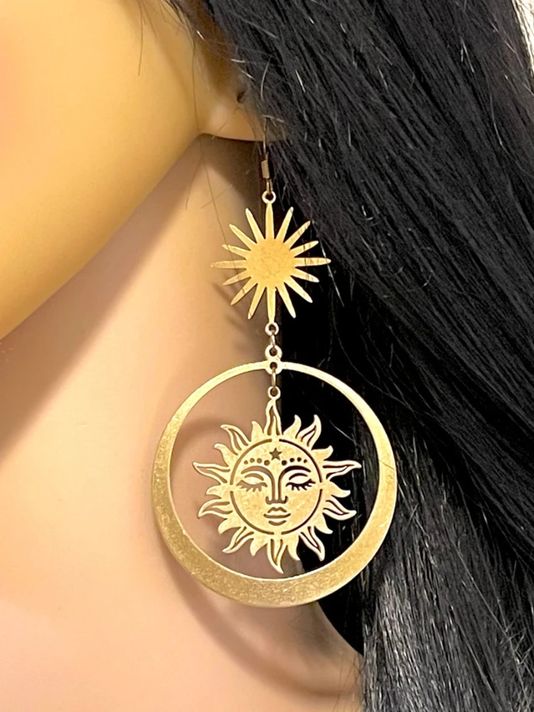 Fashionable Bohemian Sun Goddess Dangle Drop Earrings