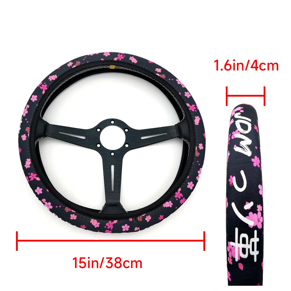JDM Initial D Car Steering Wheel Cover Anti Slip Foldable Racing Style Decoration For Lexus Mazda Nissan Auto Accessory