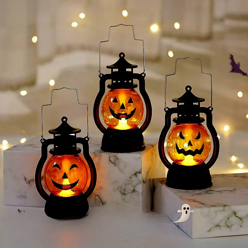 Halloween Handheld Pumpkin Lantern Oil Lamp Party Decoration Prop for Festive Ambiance and Trick-or-Treat Gifts