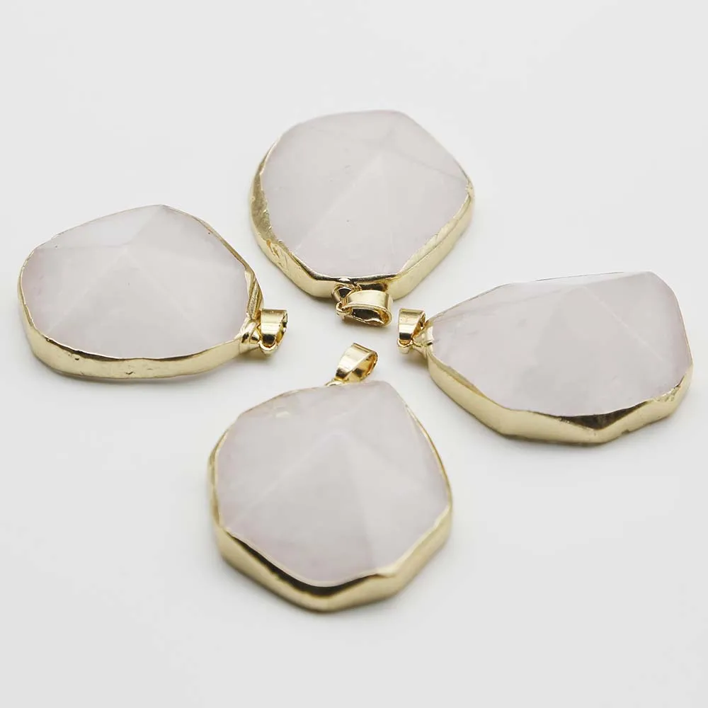 Natural Stone White Crystal Irregular Phnom Penh Pendants Exquisite Cut Face Necklaces Jewelry Accessories Making Wholesale 8Pcs