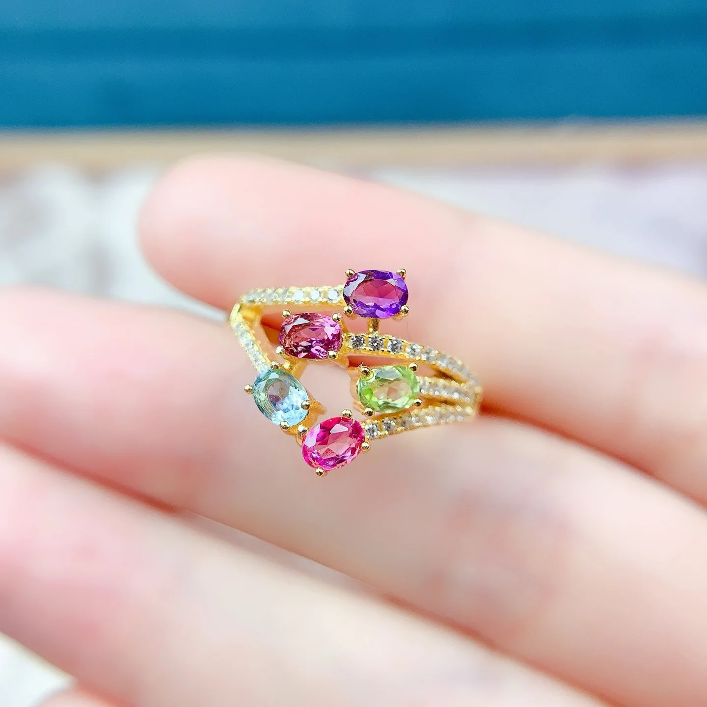 

Fashion 3*4mm Natural Garnet Topaz Amethyst Ring Real S925 Sterling Silver Certificate Fine Charm Wedding Jewelry for Woman FS
