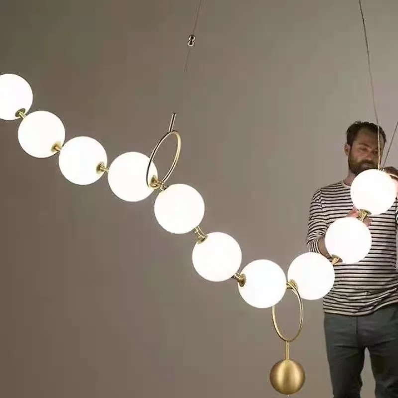 Decorative necklace Modern glass ball Buddha bead pendant Hotel sales office Club chandelier