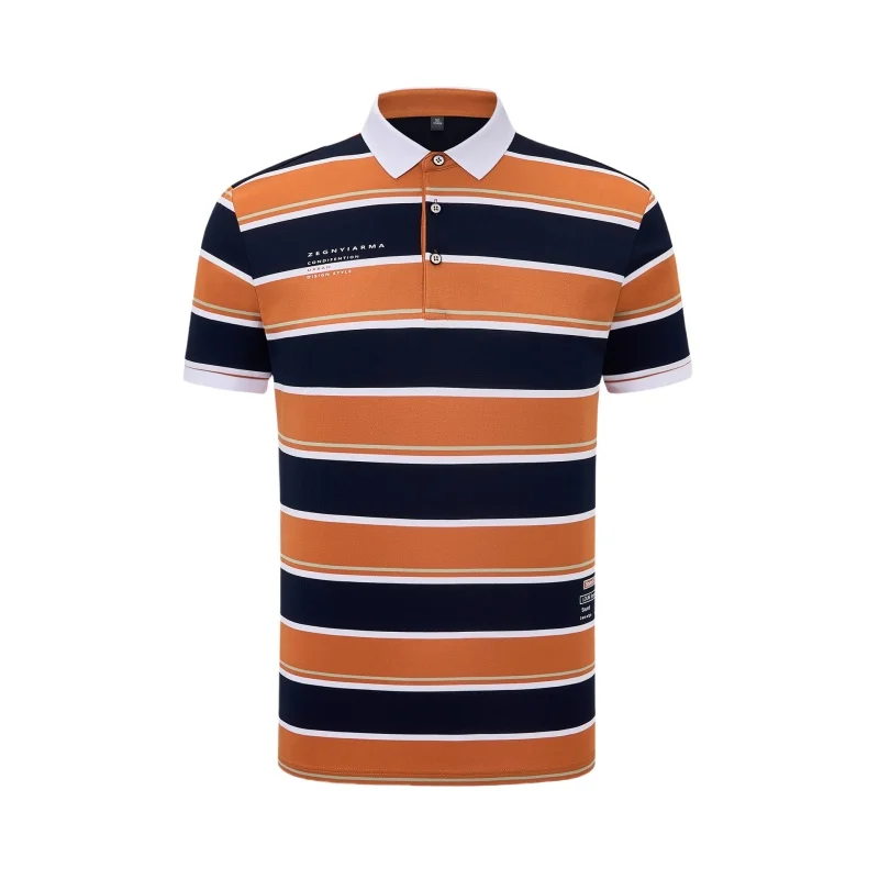 

Summer Men's Short Sleeve Cotton Striped Polo Shirt Fashion Business Casual Slim Fit Comfortable Lapel Half Sleeve T-shirt