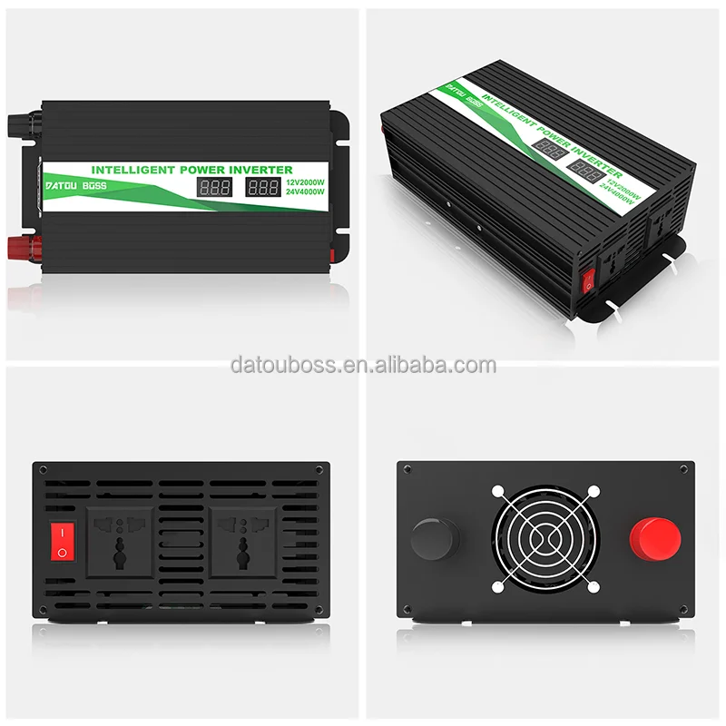 DATOUBOSS-inversor de energía solar para coche, dispositivo de onda sinusoidal modificada de doble voltaje, 12V/24V a 2024 230VAC, 220 W/2000W, novedad de 4000