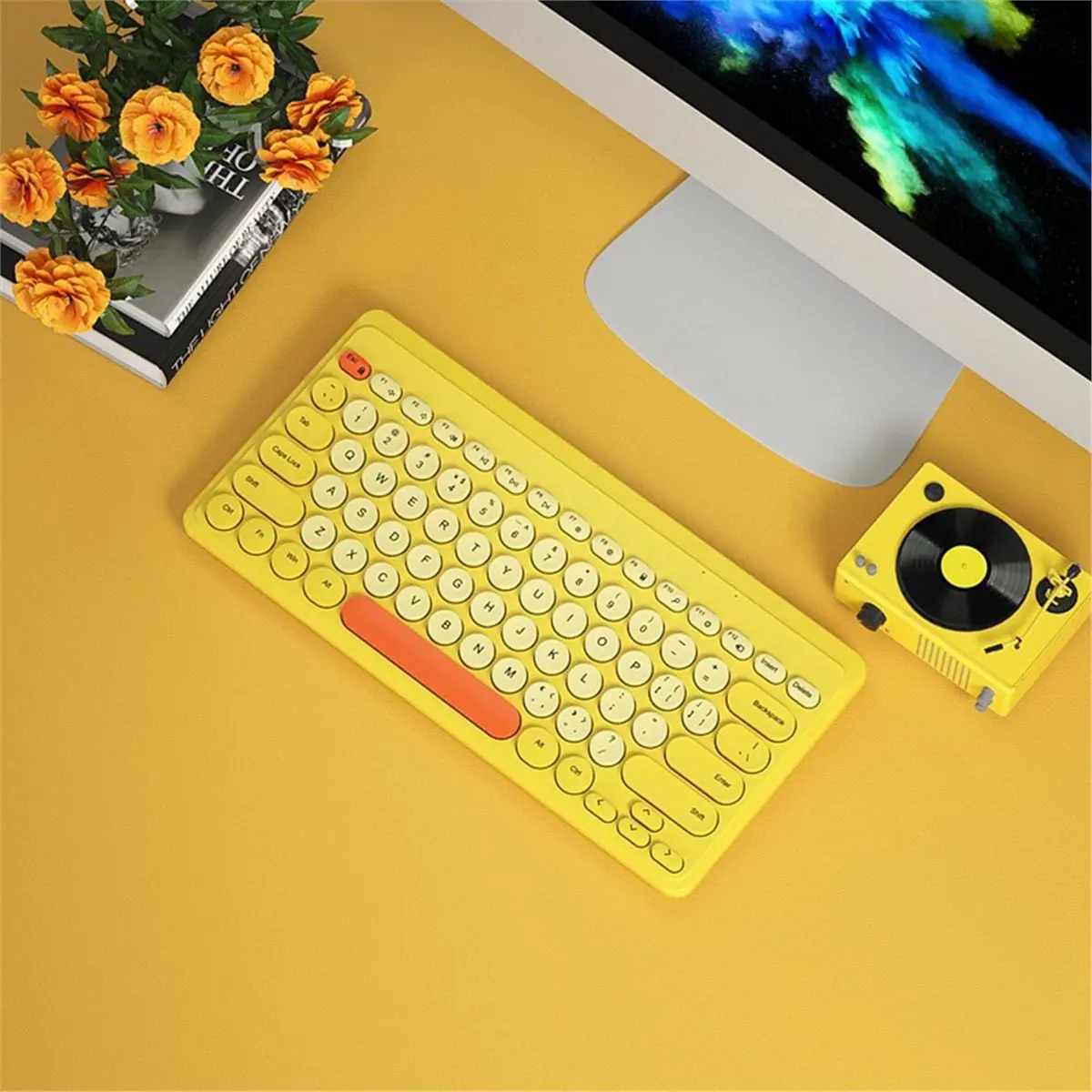 2.4G Wireless Keyboard Mouse Set Gaming Colorful Round Keycap Keyboard Multimedia Keys for /