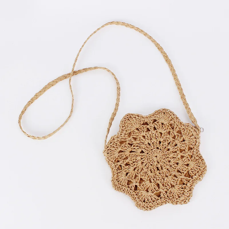 Fashion Round Straw Crossbody Bags for Women Handmade Woven Rattan Travel Handbags Female Summer Beach Messenger Bag Bohemian