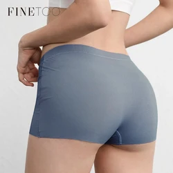 FINETOO Women Seamless Underwear Panties Sports Boyshort Female Solid Color Breathable Low Waist Safety Shorts Panty Intimates