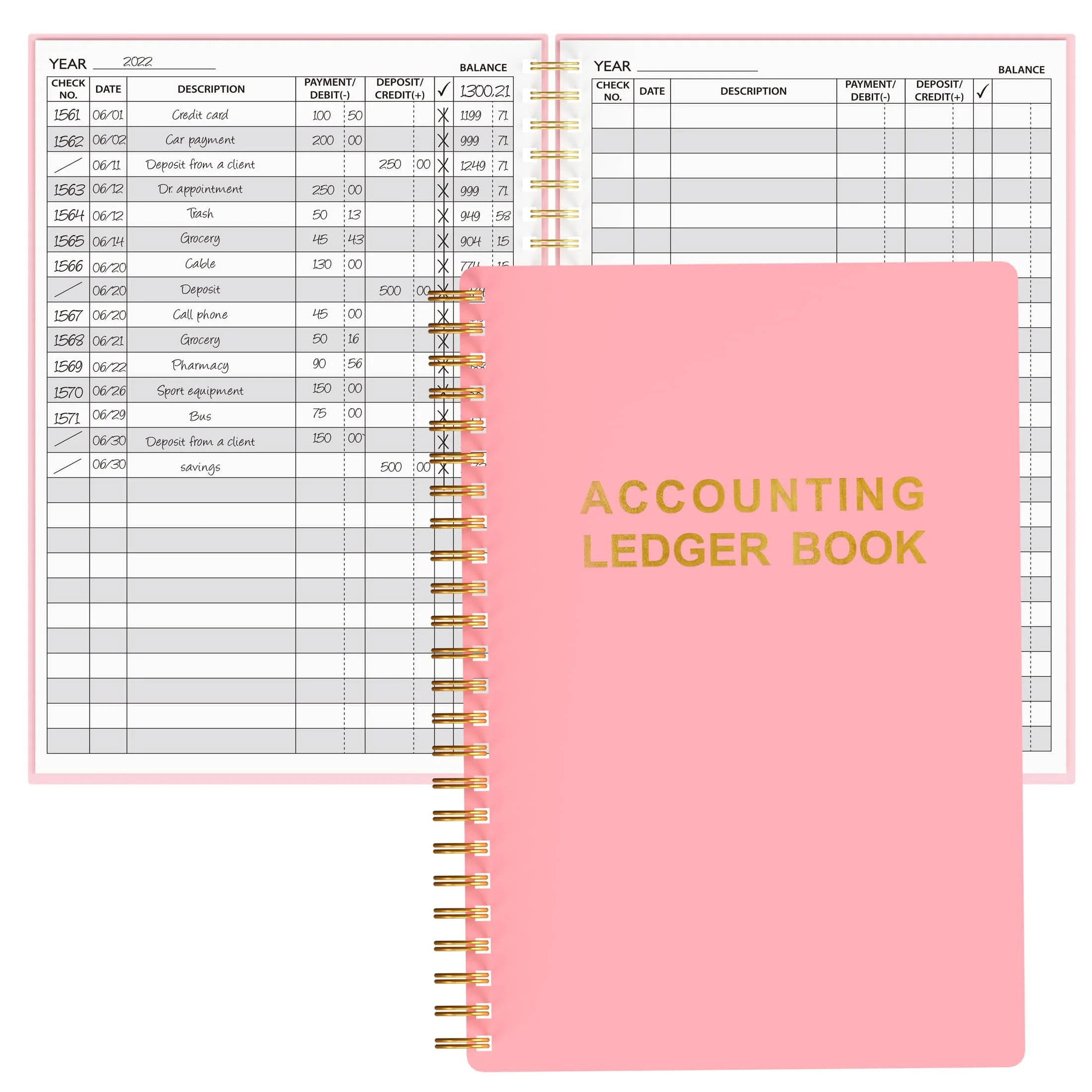 

Accounting Ledger Book – A5 Check Register for Small Business & Personal Expense Tracking