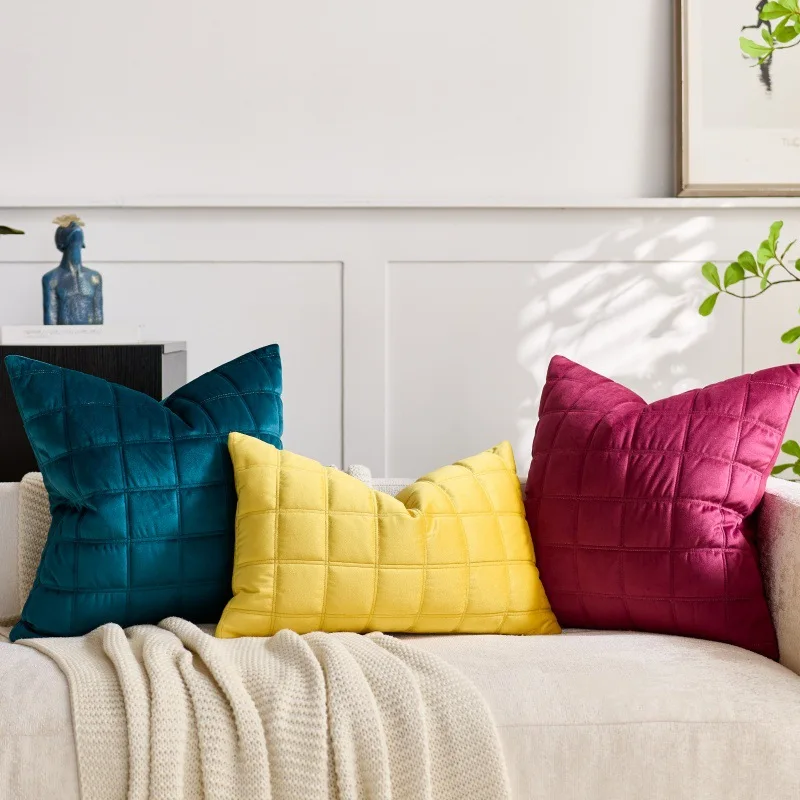 

Simple Solid Square Cushion Cover Soft Quilt Velvet Elegant Home Decoration Pillow Cover for Living Room Bedroom 40x40 45x45