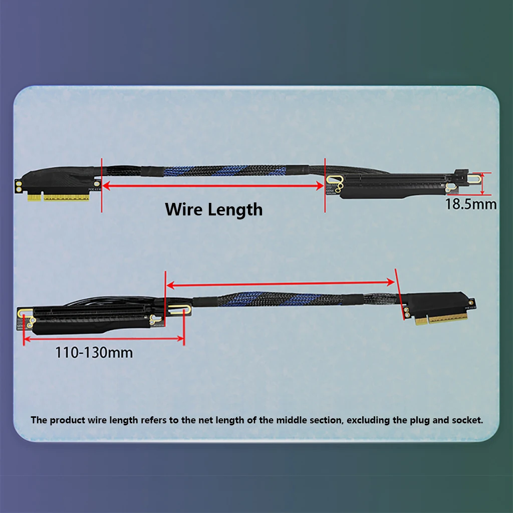 

PCIe 4.0 x8 to x16 Adapter Cable Silver-Plated Cable 16GB/s Bidirectional Bandwidth for AI Server Built-in GPU Extension Cable