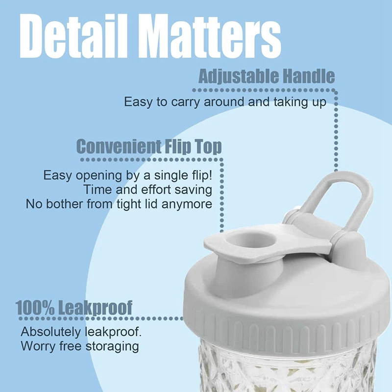 Jar Lid, 3 Pieces of Leak-Proof Flip-Top Lid Suitable for Wide Mouth Jar (Jar Not Included)