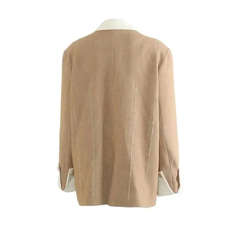 HKSH ربيع الخريف جديد المرأة السترة واحدة الصدر كتلة اللون المرقعة بدوره إلى أسفل طوق المتعثرة مزاجه سترة HK12168 #5