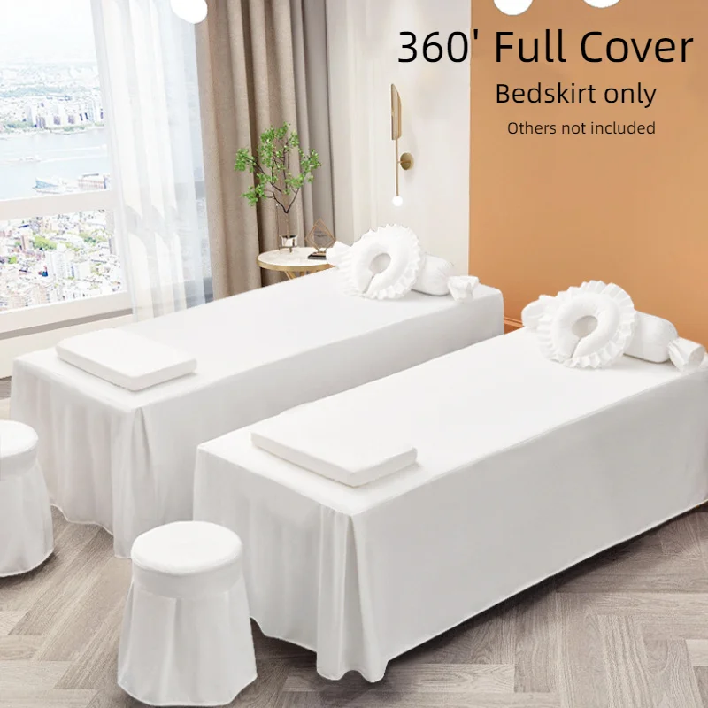 1pcs Solid Bedskirt for Beauty Salon Anti-slip Massage Spa Table Bedcover Bedspread Skin-Friendly Bed Cover Sabanas with Hole