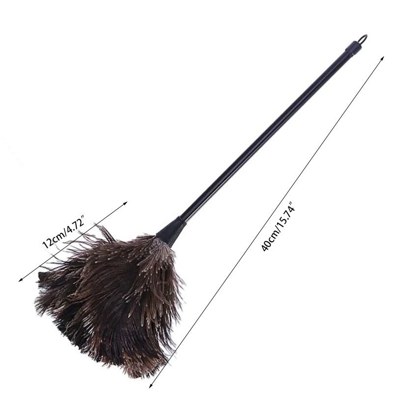 Brosse nettoyage en plumes d'autruche avec manche Long, dépoussiérage d'ordinateur pour maison, chambre à coucher, le