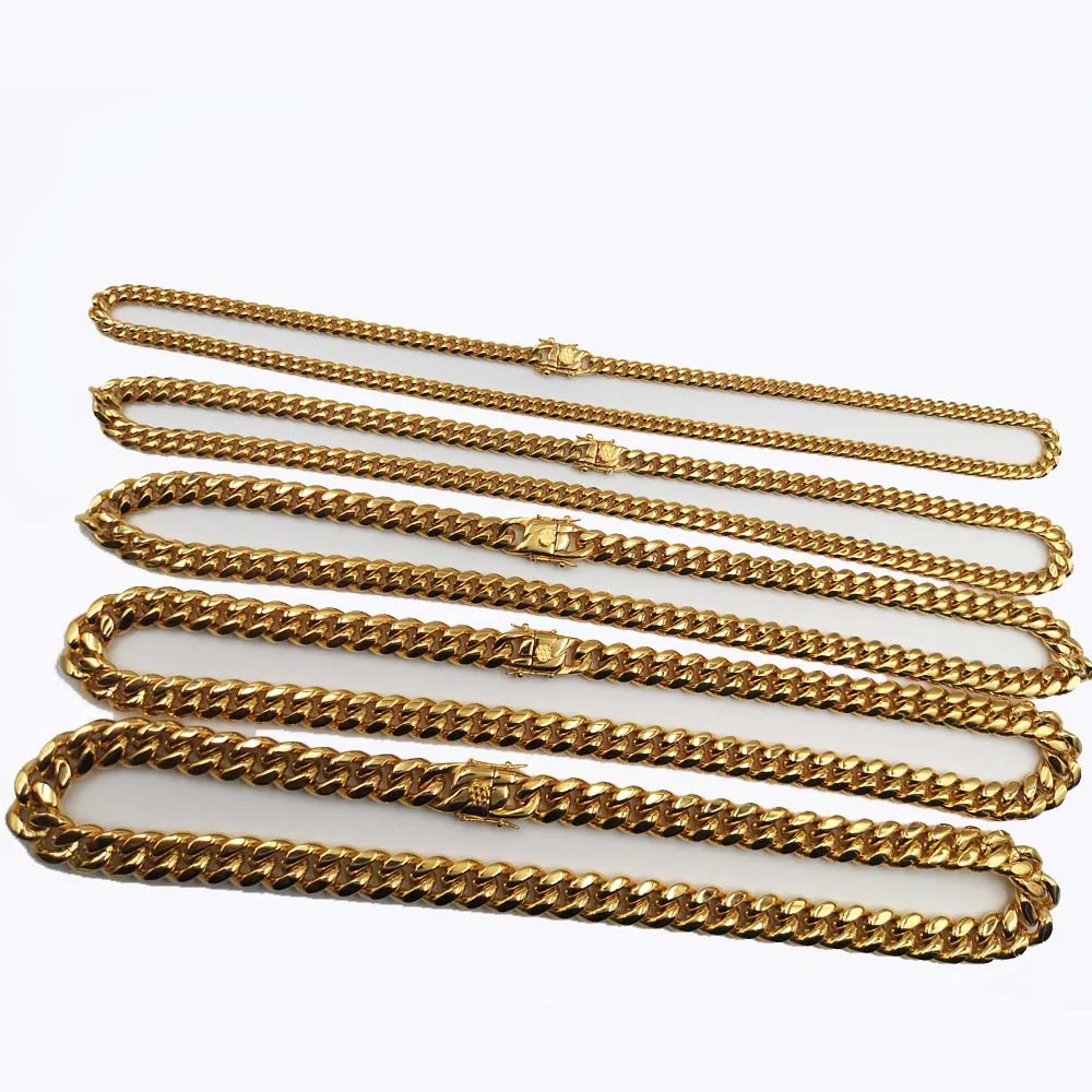 High Polish 18k Gold Plated Hip Hop Men Jewelry Miami Cuban Link Necklace Bracelets For Lover