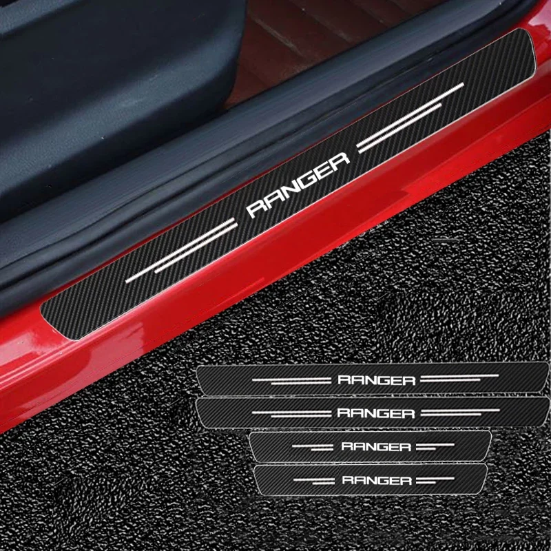 

60X7CM Auto Door Sill Protection Tape Carbon Fiber Protector Strip Sticker For Ford Ranger T6 2008 2017 2018 Car Accessories