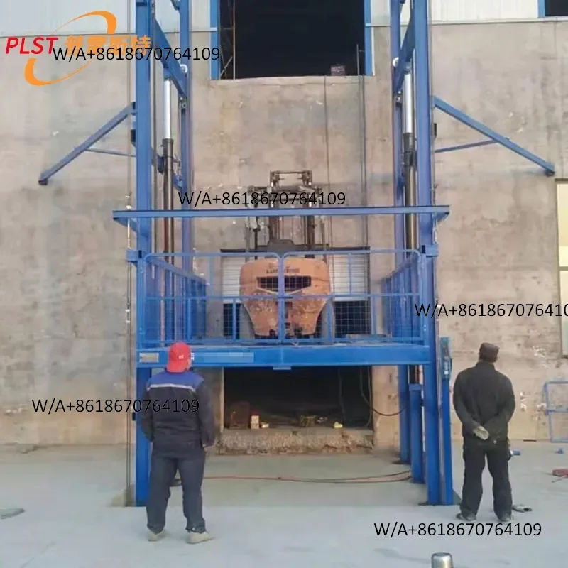 Indoor and outdoor guide rail chain freight elevator, simple lifting platform on the second floor of the factory, hydraulic