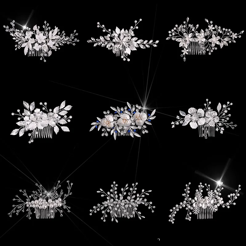 

Silver Color Pearl Rhinestone Wedding Hair Combs Wedding Hair Accessories Hair Clips Hairpin Headpiece Ornaments