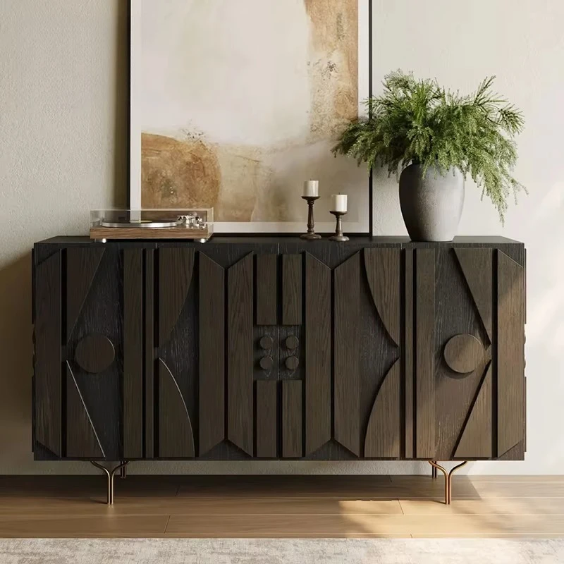 Meuble TV au design élégant, avec beaucoup d'espace de rangement et pieds dorés, idéal pour les configurations multimédias domestiques MSTV-67