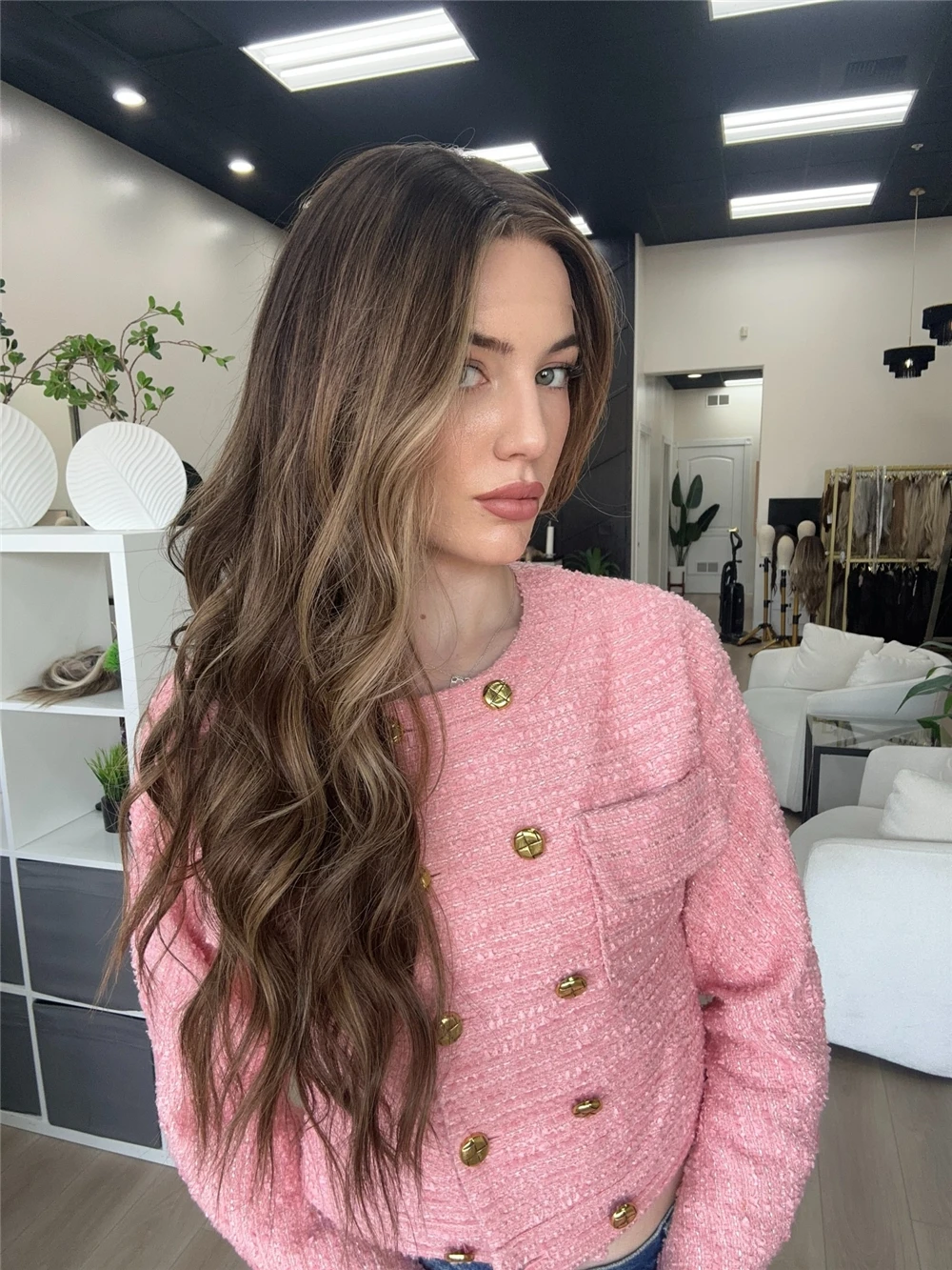 30 Inch Long Wavy Ombre Brown Synthetic Wig Heat Resistant Fiber Glueless  13*4 High Definition Wig Natural Looking High Quality