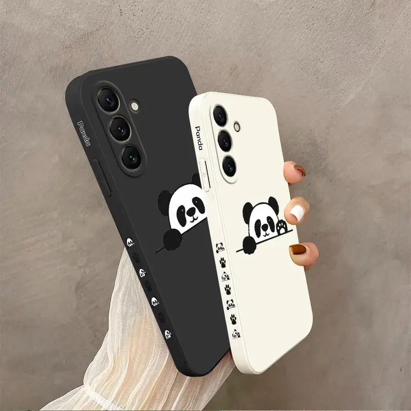 S24 Panda Cute Label New Silicone Phone Case For Samsung S24 S24Ultra S24Plus S23Plus S23 S21FE S22 S23FE S22Plus S21 S20 Cover