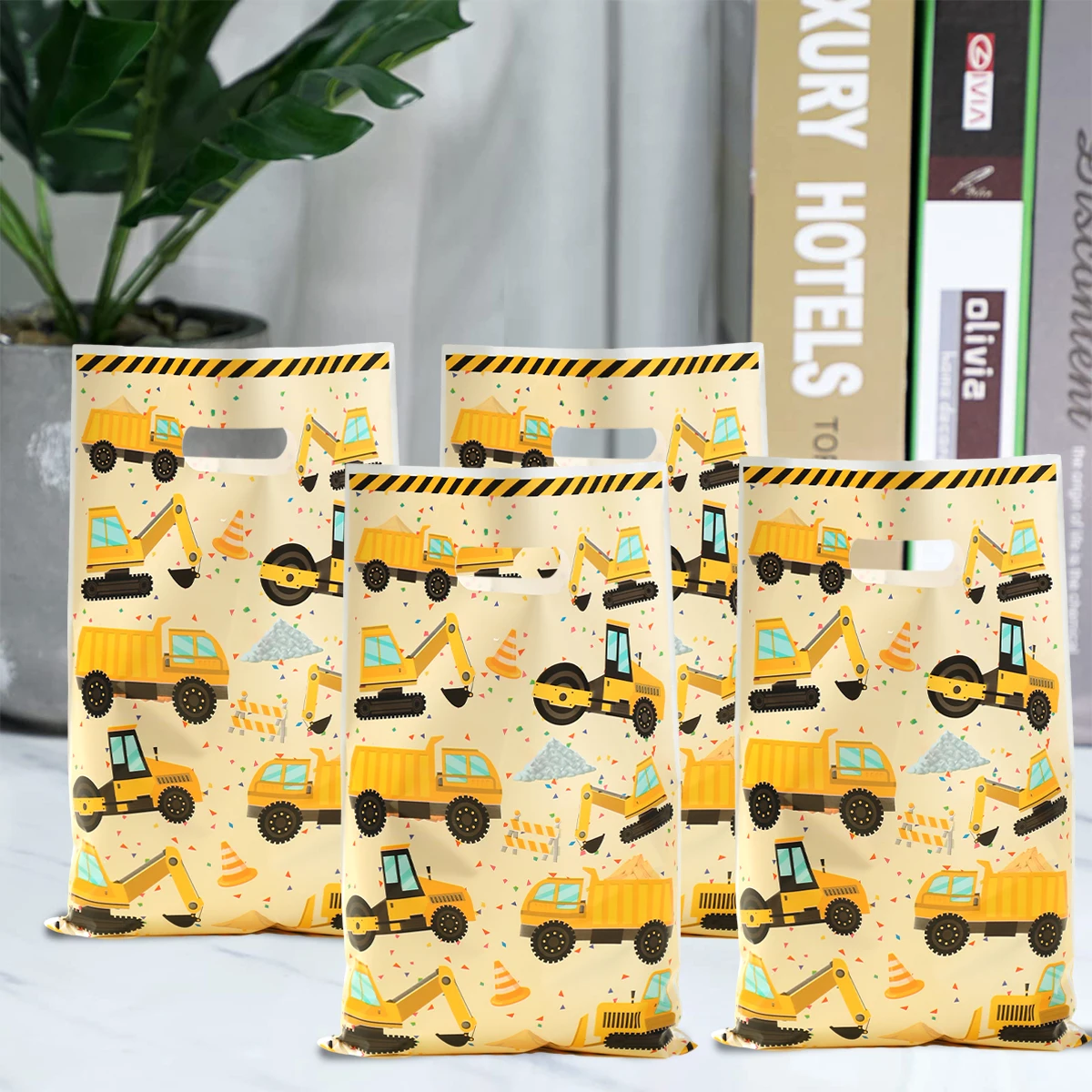 Construction Candy Bags Cookie Candy Bags Engineering Vehicle Theme Birthday Party Decor Kids Boy Baby Shower Supplies Gift Bags