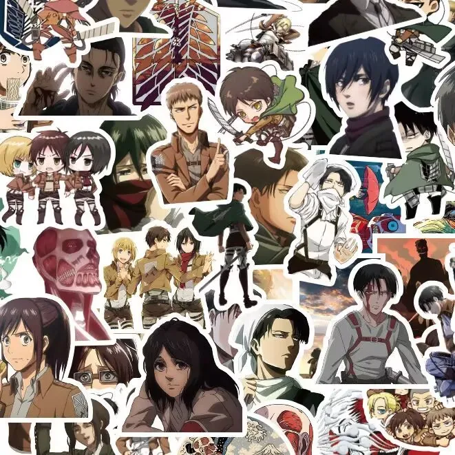 「進撃の巨人」キャラクターシール120枚が、ウォーターカップ、ノート、スーツケース、ギター用の防水シールとしてご利用いただけます。