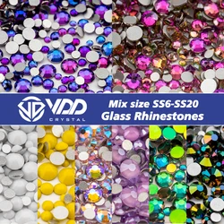 VDD 20g Mix Size SS6-SS20 High Quality Newest Glass Rhinestone Crystal Flatback Glitter Stone DIY Decoration Nail Art Accessorie