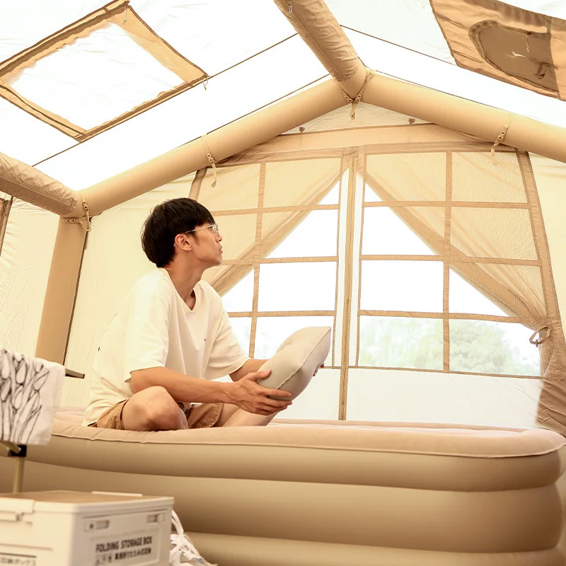 Inflatable Tent Hut House Outdoor Light Luxury Camping Overnight Villa Thickened Portable Free Construction