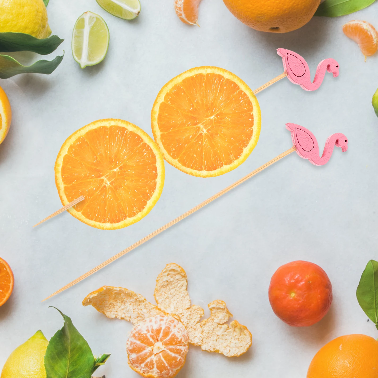 

200 Pcs Fruit Picks Disposable Wooden Cocktail Toothpicks Flamingo Leaf Cake naments Food Sticks Safe Wood