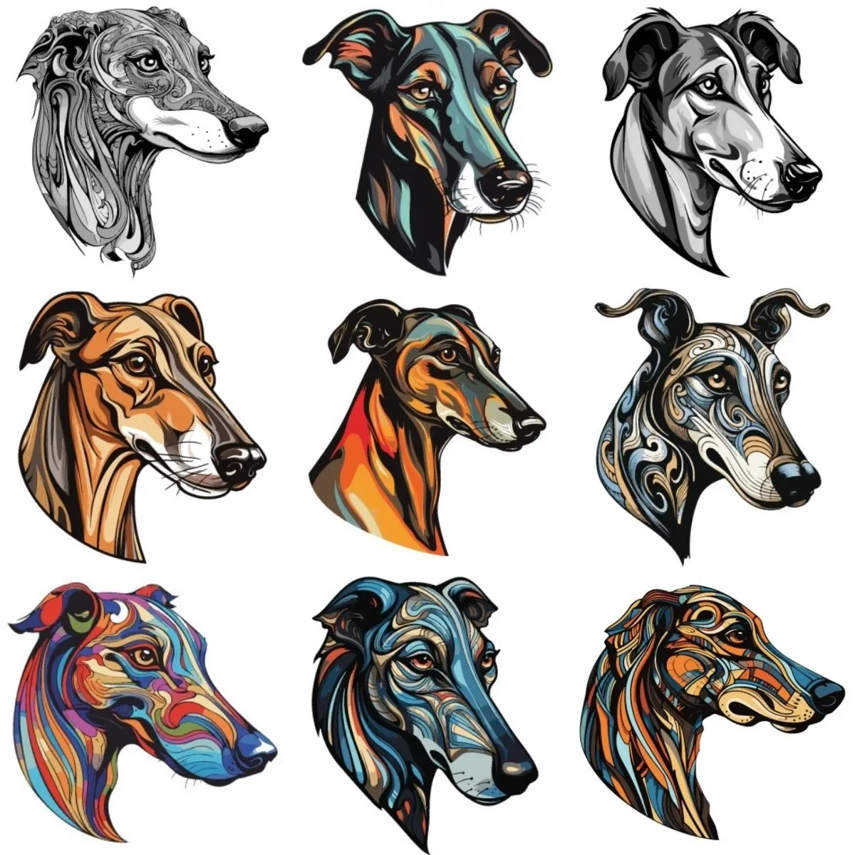 

Greyhound Dog Creative Personalized PVC Waterproof Stickers for Decorate Car Wall Room Table Fridge Motorcycle Off-road Van Suv