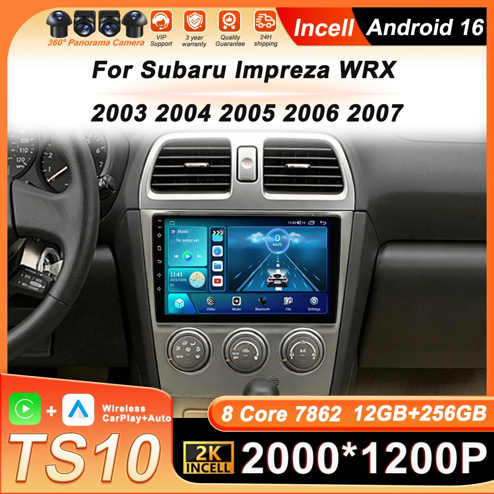 

Автомобильный видеоплеер Android 16 для Subaru Impreza WRX 2003-2007 с Carplay, GPS-навигацией, 8-ядерным процессором, Bluetooth, автомобильной мультимедиа-системой DSP RPS