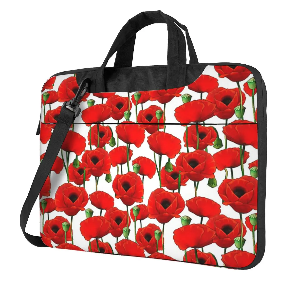 

Poppy Pattern Crossbody Laptop Bag Case Computer Bag Resistant Protective Notebook Pouch for Macbook Pro Lenovo