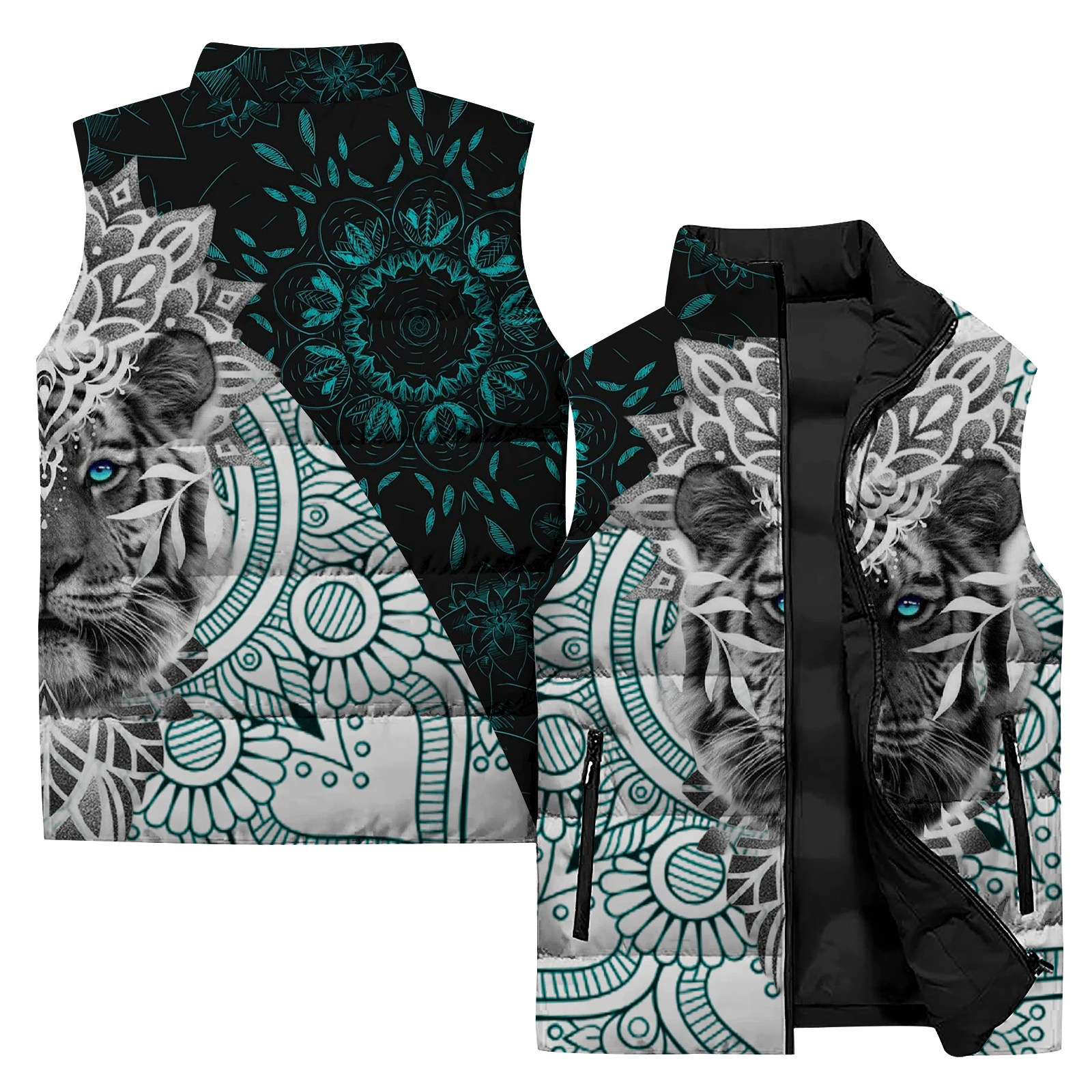 Fashionable Personalized Lion Print Men\'s Sleeveless Vest Comfortable and Versatile Men\'s Vests Man Warmth and Cold Protection