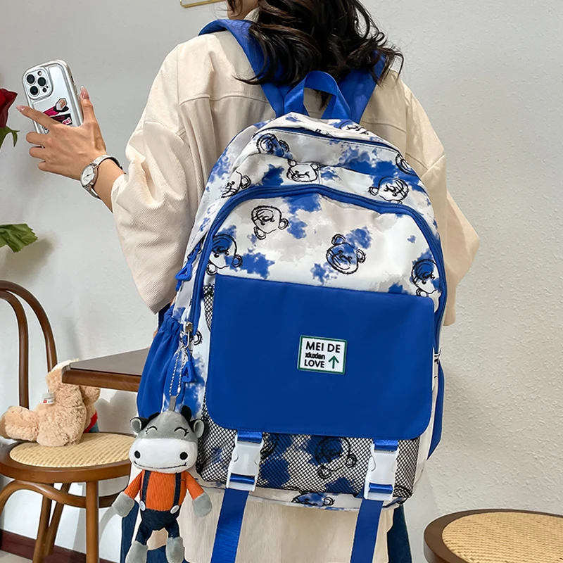 2023 Fashion Large-capacity School Bag New Trendy Nylon Backpack Girls Computer Travel Leisure Street University Book Backpack