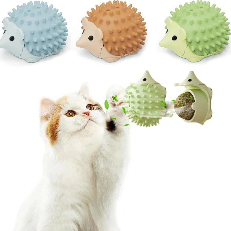 Natural Catnip Ball Cat Toys Hedgehog Style Wall Stick Ball Toy Claw Board Snack Healthy Natural Promote Digestion of Cat Snacks