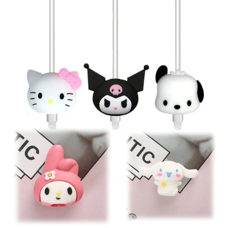 

Kawaii Kittys Cat Data Cable Protective Cover Anime Cute Cartoon Soft USB Charger Anti-break Cable Sleeve