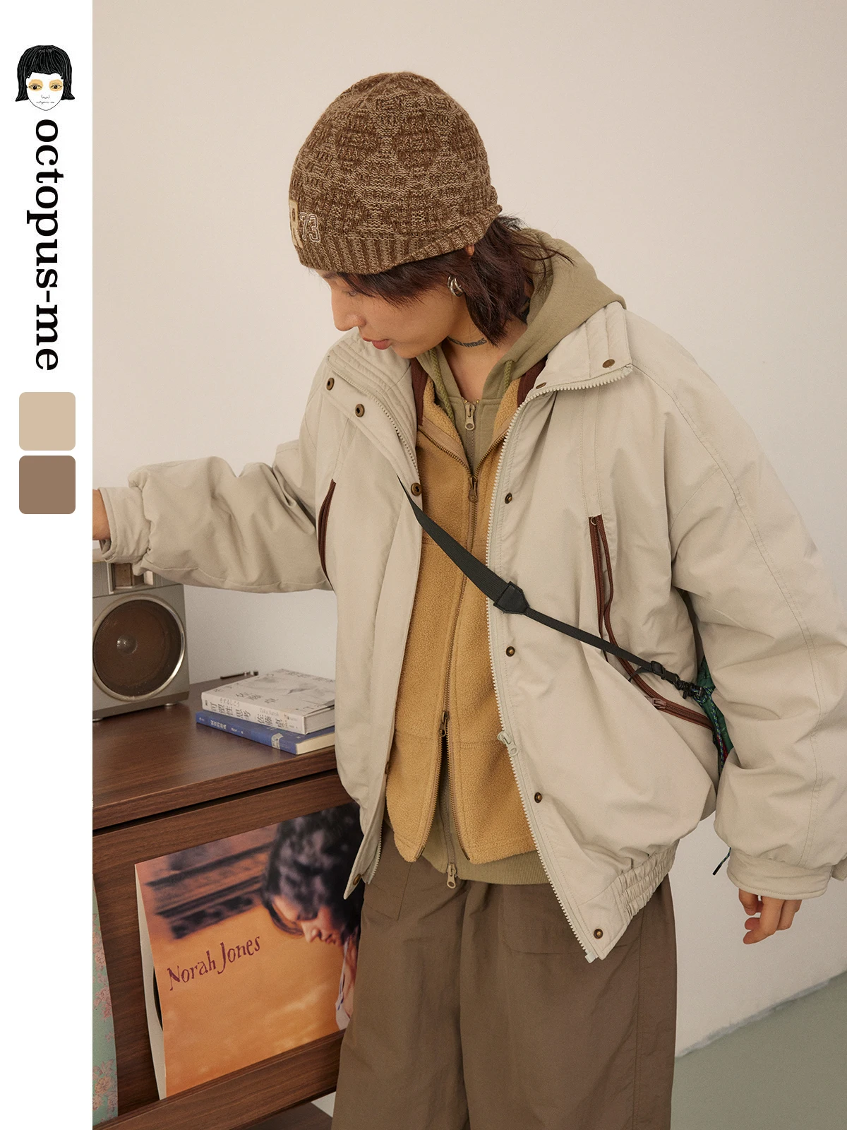 

Оригинальная зимняя хлопковая куртка Octopusme, теплая ветрозащитная свободная посадка, детали для поездок на работу, чистый цвет, наполненный полиэстером