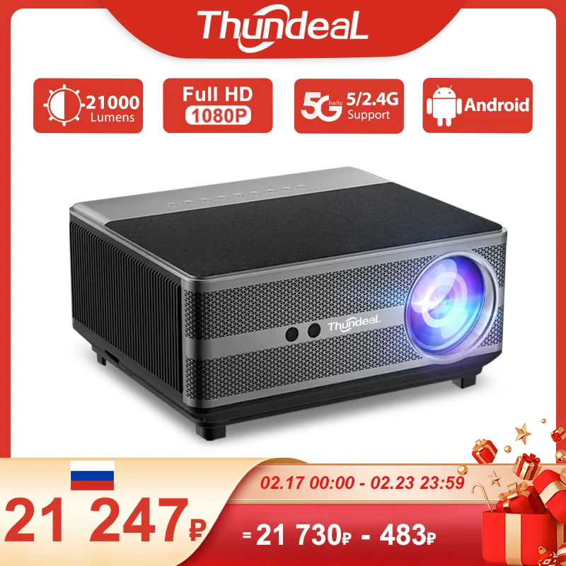 ThundeaL Full HD 1080P Projector WiFi LED 2K 4K Video Movie Beam TD98 TD98W Android Projector PK DLP Home Theater Cinema Beamer