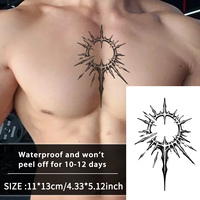 Halo chest and arm waterproof temporary tattoo sticker, lasts 1-2 weeks, realistic semi-permanent fake tattoo