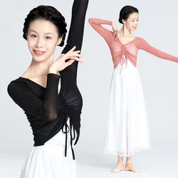 Ballerine donna Ballet coulisse top elegante Classic Dance Mesh maglie a maniche lunghe donna Dancewear tuta da allenamento