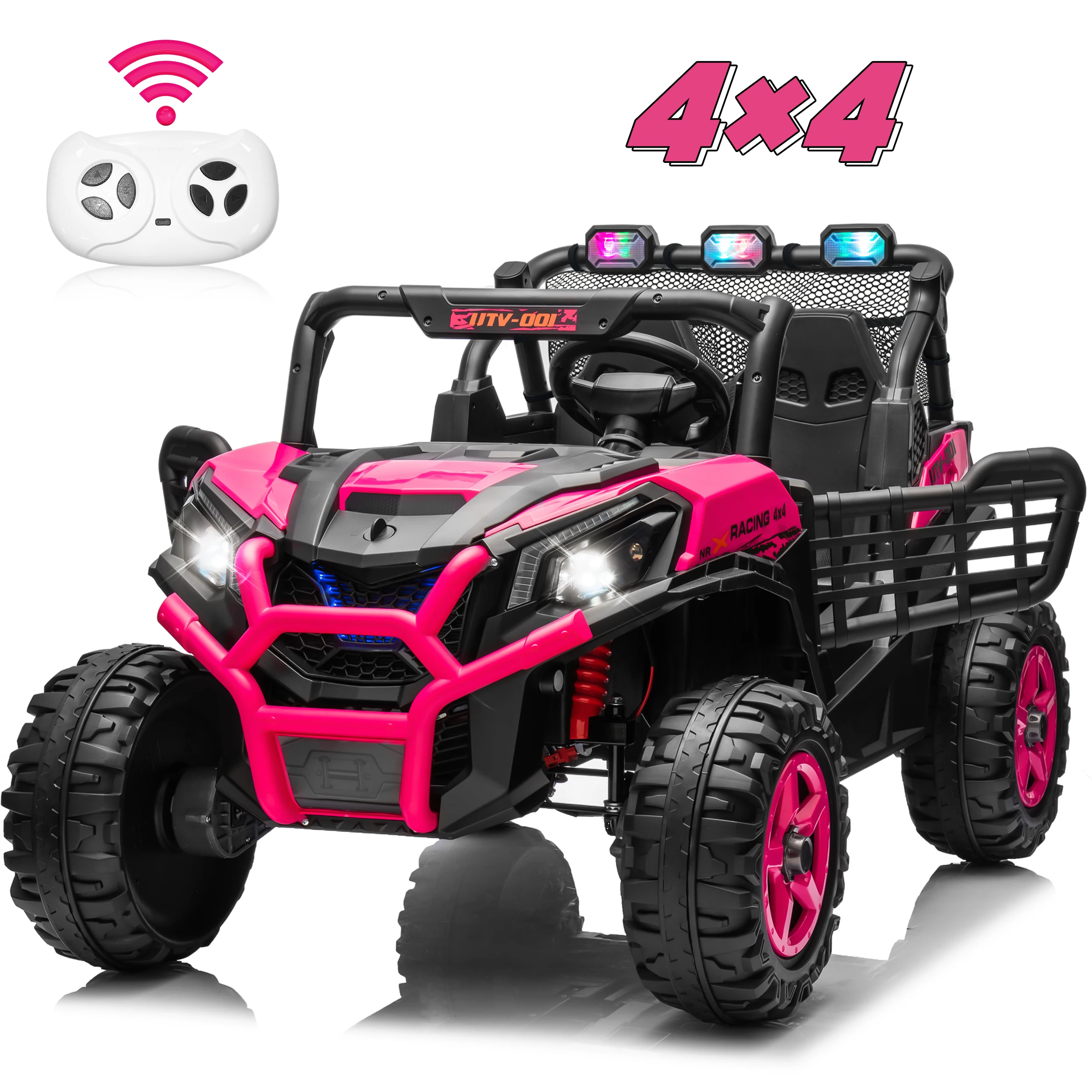 24V XL 2 ที่นั่งนั่งบนรถของเล่นสําหรับเด็กผู้หญิง, 2WD/4WD Switchable Off-Road UTV w/Long-Endurance แบตเตอรี่ Power, 3-Speed Remote Contr