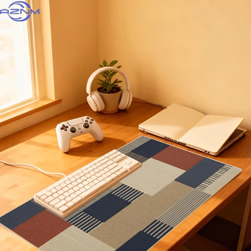 1pc Extra-large, Non-slip, Durable Desk Mat, Mouse Pad, Featuring Abstract Geometric Rug, Rubber Base,for Office, Computer Decor