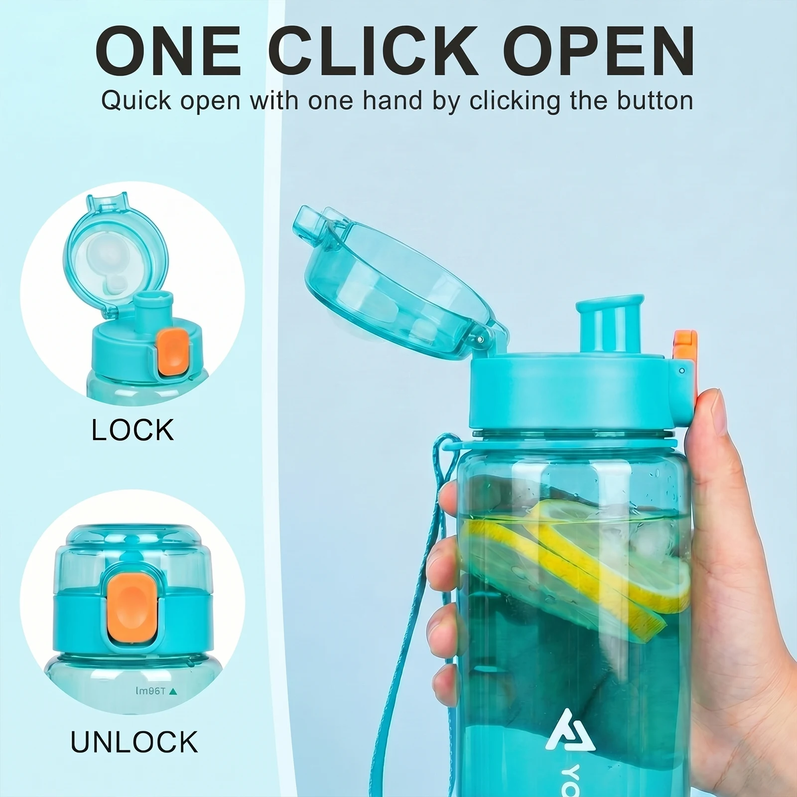 18.6/25.36oz Sports Water Bottle with Time Marker Portable Leak-Proof Tritan Cup for Outdoor Activities Fitness Hydration Bottle