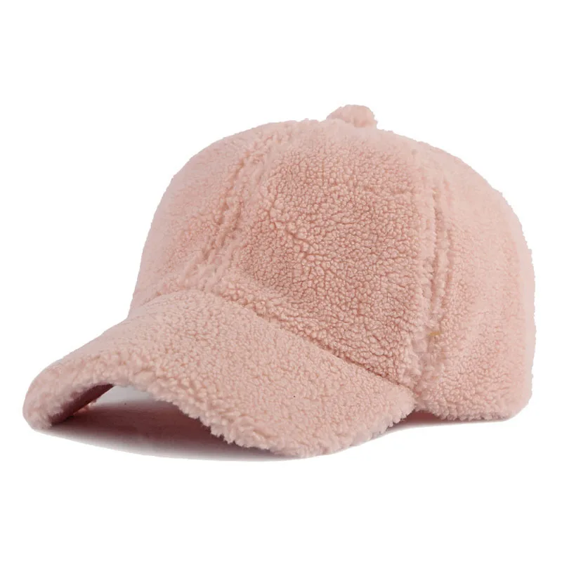 Autumn Winter Baseball Cap Women Artificial Lamb Wool Hats Keep Warm Cap Plush Baseball Caps Spring Baseball Cap Solid Sunshade