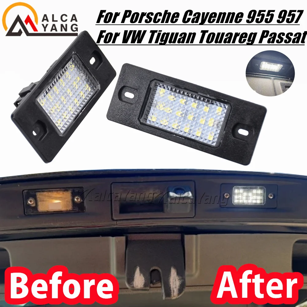 2pcs Canbus LED License Number Plate Light For VW GOLF Touareg Tiguan Passat(B5.5) 5D Porsche Cayenne
