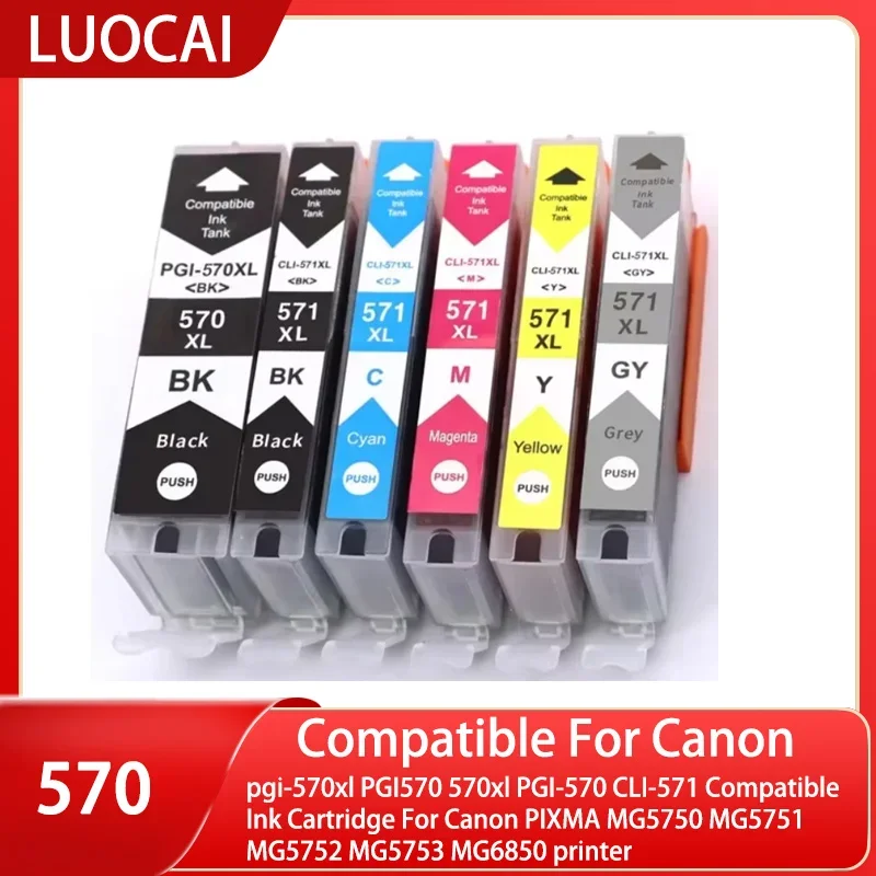 Pgi-570xl pg570 570xl PGI-570 CLI-571 מחסנית דיו תואם לקאנון pixma mg5750 mg575mg575mg585mg5753 mg6850