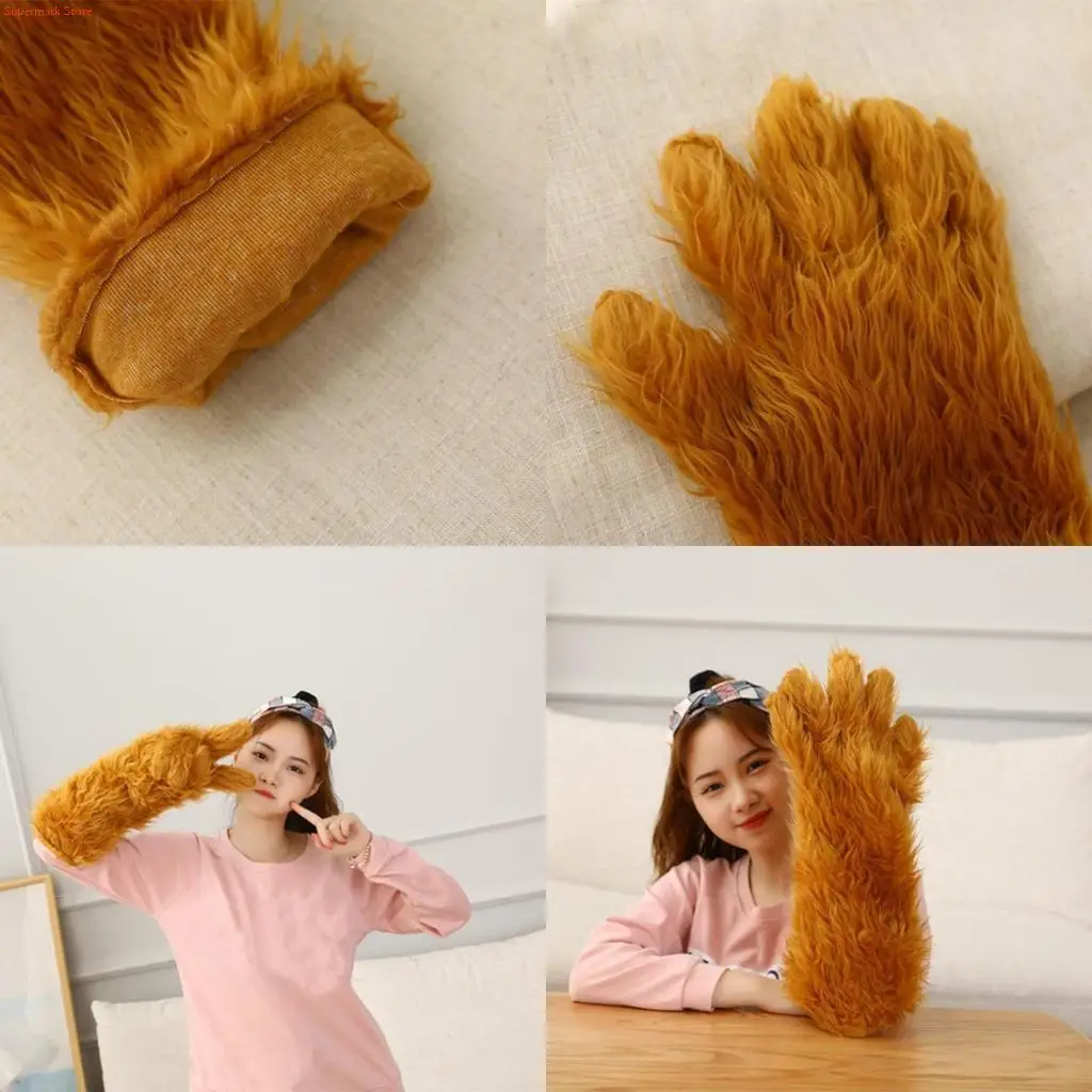 Q5WE Bear Claw Mitten Plush Glove Winter Warmer Full Finger Mitten