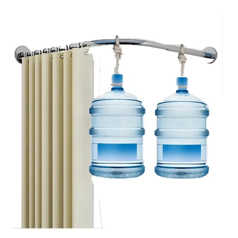 Cross-border bathroom stainless steel shower curtain rod set U-shaped l-shaped curved telescopic no drill iron
